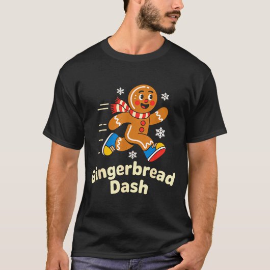 Christmas Gingerbread Dash Running Runner Xmas Mar T-shirt (Voorkant)