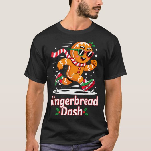 Christmas Gingerbread Dash Running Runner Xmas Mar T-shirt (Voorkant)