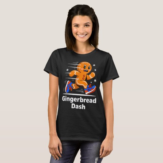 Christmas Gingerbread Dash Running Runner Xmas Mar T-shirt (Voorkant volledig)