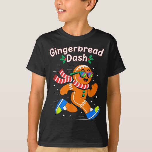 Christmas Gingerbread Dash Running Runner Xmas Mar T-shirt (Voorkant)