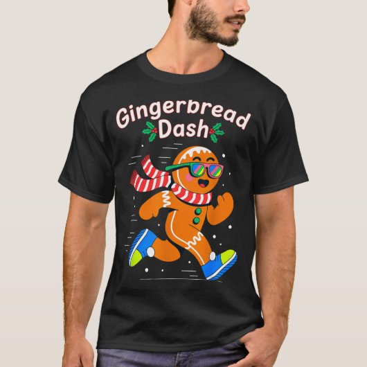 Christmas Gingerbread Dash Running Runner Xmas Mar T-shirt (Voorkant)