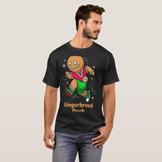 Christmas Gingerbread Dash Running Runner Xmas Mar T-shirt (Voorkant volledig)