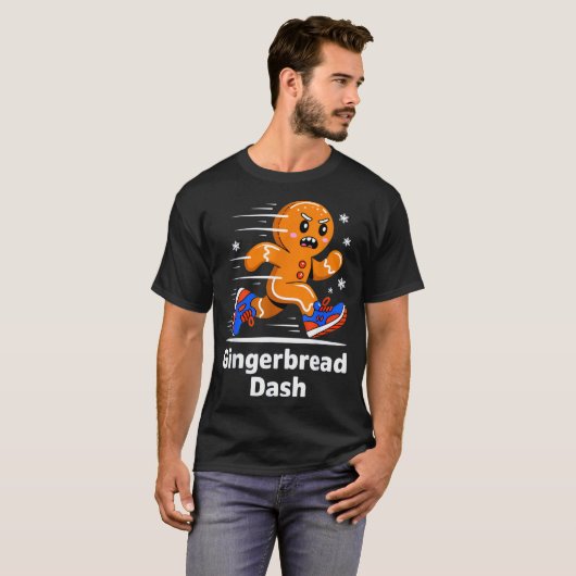 Christmas Gingerbread Dash Running Runner Xmas Mar T-shirt (Voorkant volledig)