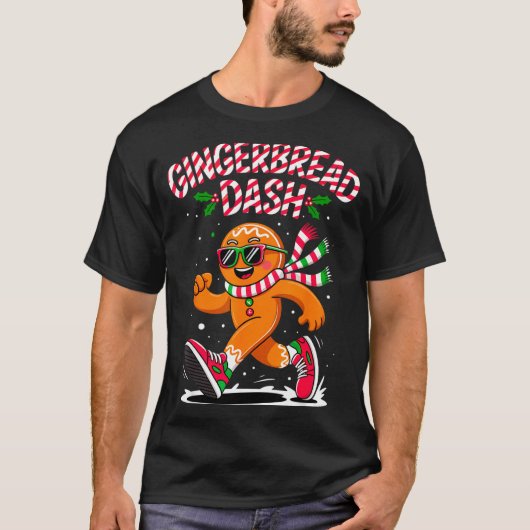 Christmas Gingerbread Dash Running Runner Xmas Mar T-shirt (Voorkant)