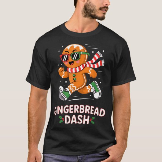 Christmas Gingerbread Dash Running Runner Xmas Mar T-shirt (Voorkant)