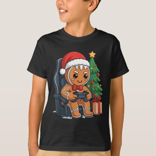 Christmas Gingerbread Gamer Chair Holiday Gaming B T-shirt (Voorkant)