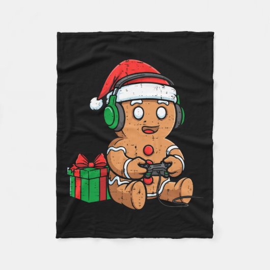 Christmas Gingerbread Gamer Xmas Gaming Boys Kids Fleece Deken (Voorkant)