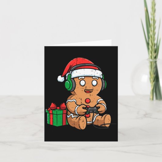 Christmas Gingerbread Gamer Xmas Gaming Boys Kids Kaart (Voorkant)