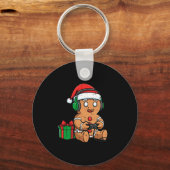 Christmas Gingerbread Gamer Xmas Gaming Boys Kids Sleutelhanger (Voorkant)
