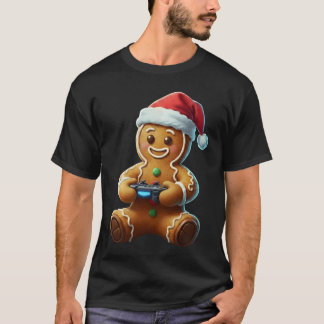 Christmas Gingerbread Gamer Xmas Gaming Boys Youth T-shirt
