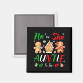 Christmas Gingerbread Gender Reveal He Or She Aunt Magneet (Voorkant / Achterkant)