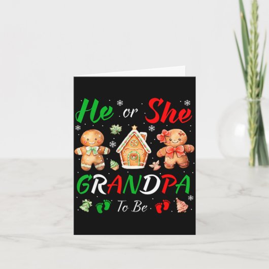 Christmas Gingerbread Gender Reveal He Or She Gran Kaart (Voorkant)