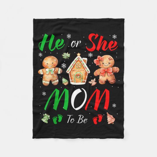 Christmas Gingerbread Gender Reveal He Or She Mom  Fleece Deken (Voorkant)