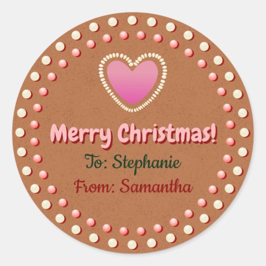 Christmas Gingerbread Heart Gift Label (Voorkant)