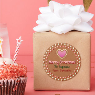 Christmas Gingerbread Heart Gift Label