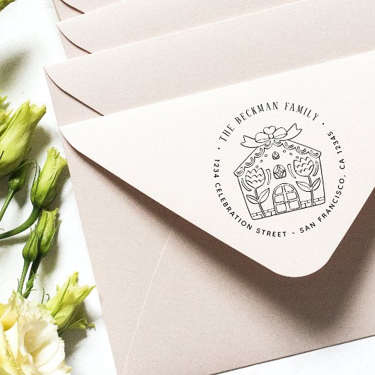 Christmas Gingerbread Holiday Party Retouradres Rubberstempel