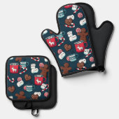 Christmas Gingerbread Hot Chocolate Kitchen Ovenwant & Pannenlap Set (Voorkant / Achterkant)