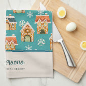 Christmas Gingerbread House Cookie Blauwgroen Theedoek (Quarter Fold)