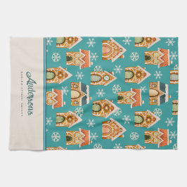 Christmas Gingerbread House Cookie Blauwgroen Theedoek