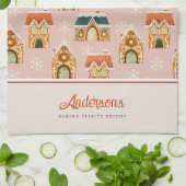 Christmas Gingerbread House Cookie Pink Theedoek (Gevouwen)