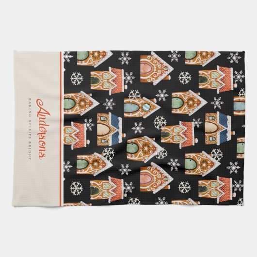 Christmas Gingerbread House Cookie Theedoek (Horizontaal)