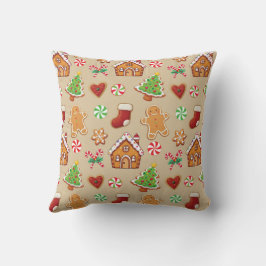Christmas Gingerbread House Cookies Throw Pillow Kussen
