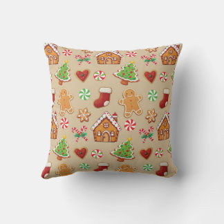 Christmas Gingerbread House Cookies Throw Pillow Kussen