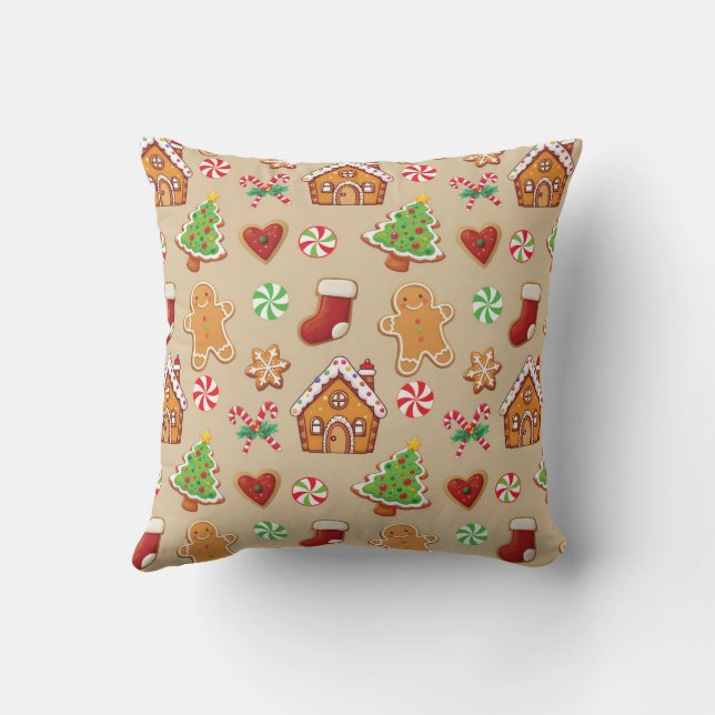 Christmas Gingerbread House Cookies Throw Pillow Kussen (Achterkant)
