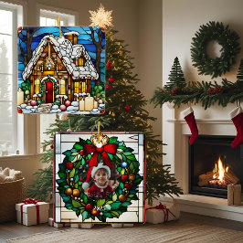 Christmas Gingerbread House Faux Glas in lood Keramisch Ornament