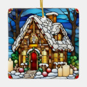Christmas Gingerbread House Faux Glas in lood Keramisch Ornament (Voorkant)