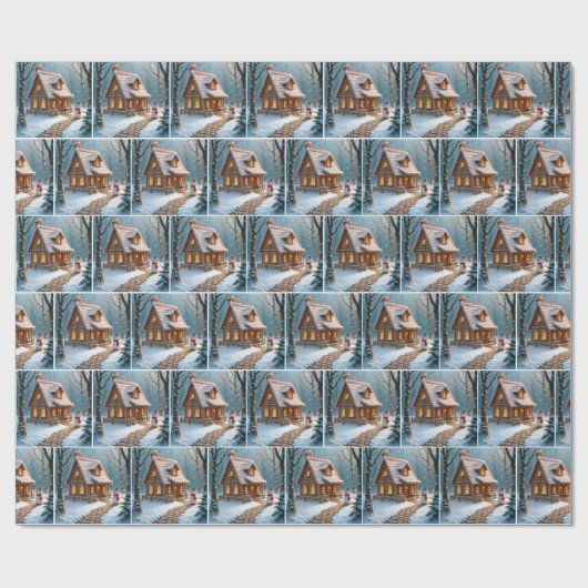 Christmas Gingerbread House With a Snowman  Cadeaupapier (Vlak)