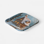 Christmas Gingerbread House With a Snowman Papieren Bordje (Gebogen)