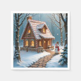 Christmas Gingerbread House With a Snowman  Servet