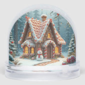 Christmas Gingerbread House With Snowman Sneeuwbol (Achterkant)