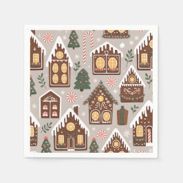 Christmas Gingerbread Houses Holiday Pattern Servet
