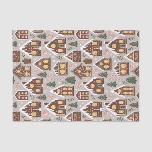 Christmas Gingerbread Houses Holiday Pattern Tissuepapier (Voorkant)