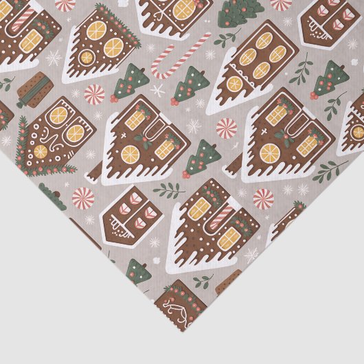 Christmas Gingerbread Houses Holiday Pattern Tissuepapier (Detail)