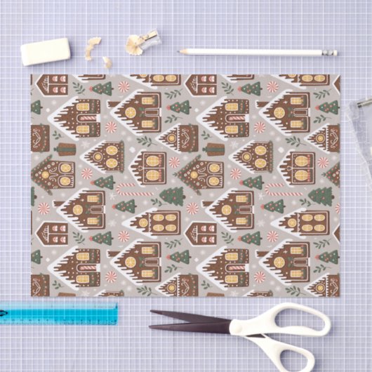 Christmas Gingerbread Houses Holiday Pattern Tissuepapier (Craft)