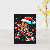 Christmas Gingerbread Ice Hockey Srts Funny Xmas P Kaart (Gele Bloem)