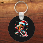 Christmas Gingerbread Ice Hockey Srts Funny Xmas P Sleutelhanger (Voorkant)