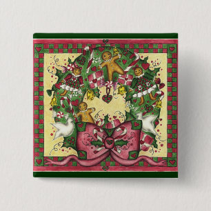 Christmas Gingerbread Krans Button