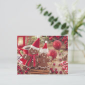 Christmas Gingerbread Man And Hot Drink Feestdagenkaart (Staand voorkant)