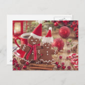 Christmas Gingerbread Man And Hot Drink Feestdagenkaart (Voorkant / Achterkant)