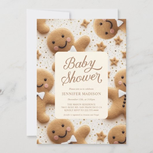 Christmas Gingerbread Man Baby shower Kaart (Voorkant)