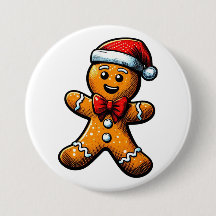 Christmas Gingerbread Man Button