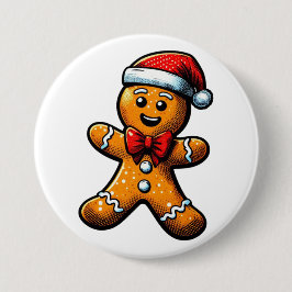 Christmas Gingerbread Man Button