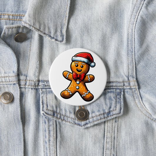 Christmas Gingerbread Man Button (In situ)
