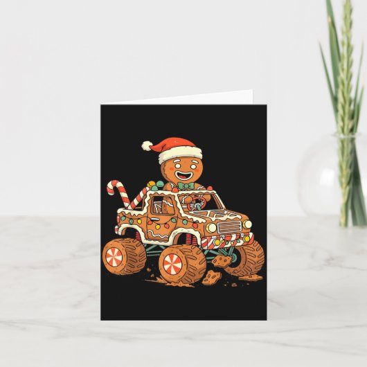 Christmas Gingerbread Man Driving Truck Xmas Light Kaart (Voorkant)