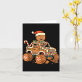 Christmas Gingerbread Man Driving Truck Xmas Light Kaart (Gele Bloem)
