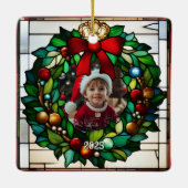 Christmas Gingerbread Man Faux Glas in lood Keramisch Ornament (Achterkant)